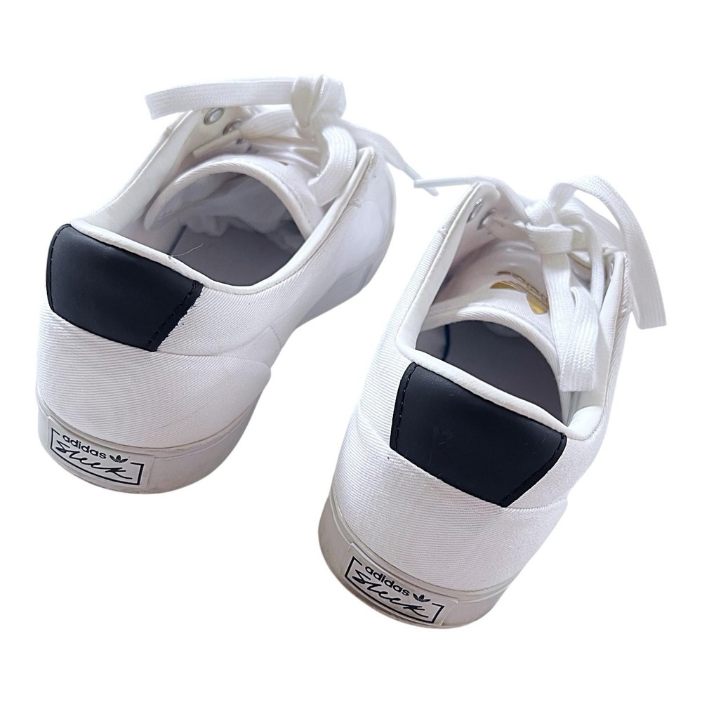 Adidas Sleek White Sneakers Rainbow and Gold Logo Canvas Shoes Womens 9M - Picture 6 of 7